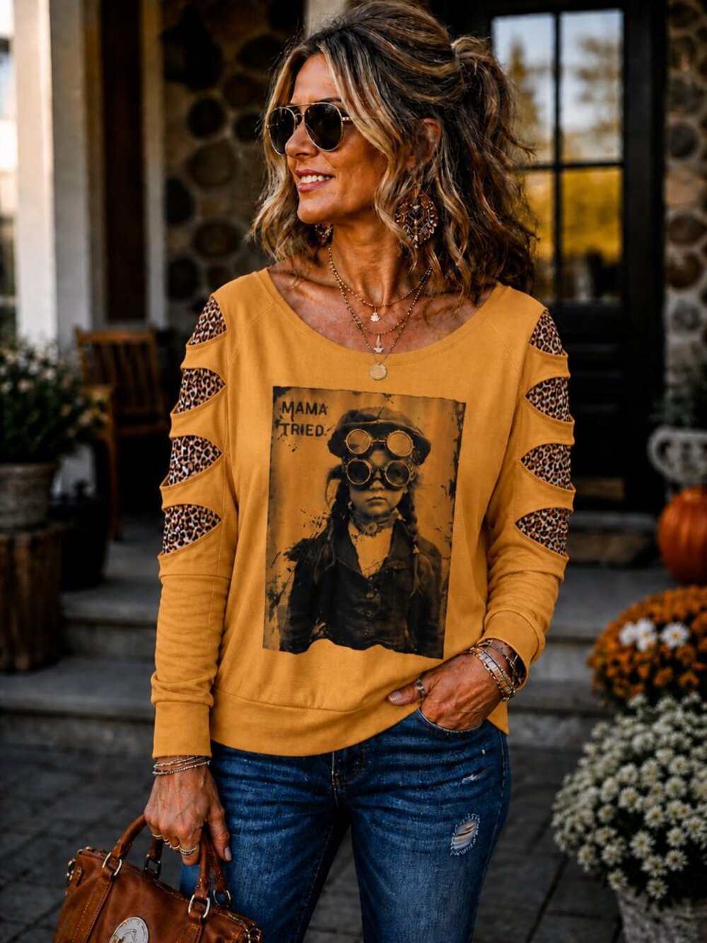 Mama Tried Long Sleeve Tee - Orange